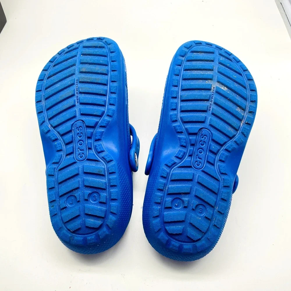 Crocs Classic Clogs Kids J3 Blue Sports Jibbitz Charms Slip On Comfort Shoes